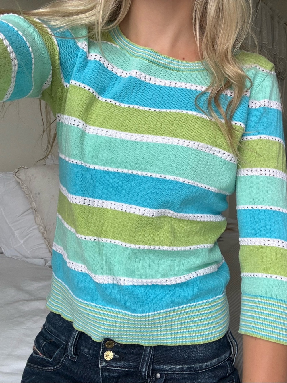 Vintage Striped Lightweight Sweater top 100% cotton